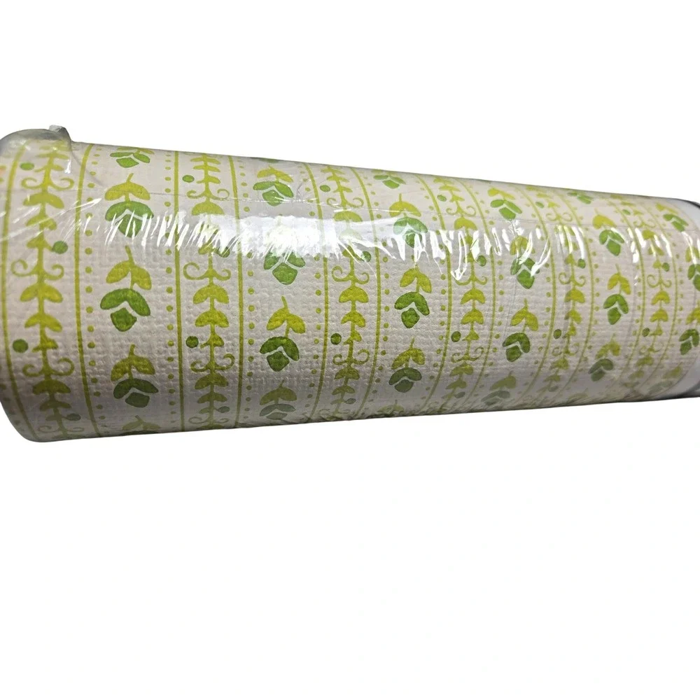 Vintage 70's Birge Cottagecore Green Floral‎ Vine Washable Wallpaper 70sq USA